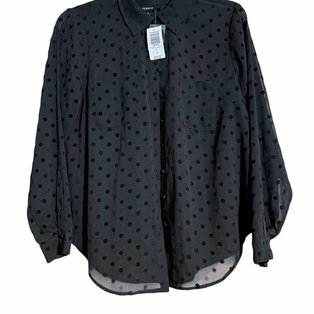 Torrid Black Polka Dot Blouse